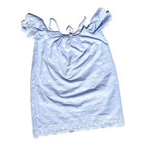 The Children's Place Girls M 7-8 Blue Striped w/ White Floral Embroidered Dress